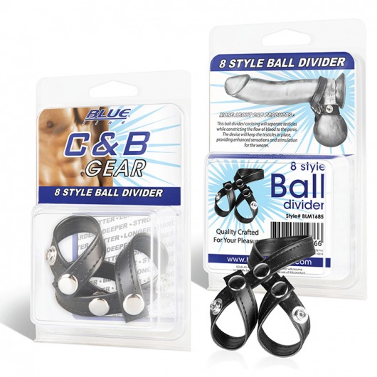 Разделитель мошонки из искусственной кожи на клепках 8 STYLE BALL DIVIDER - BlueLine - купить с доставкой в Туле