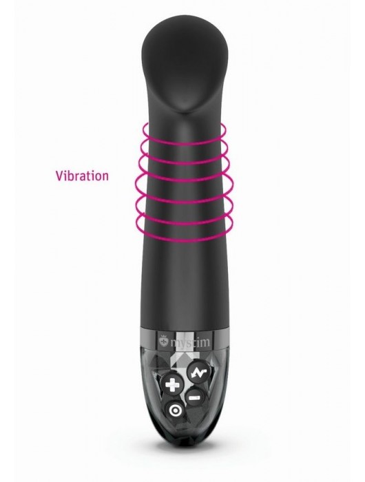 Черный вибратор с функцией электростимуляции Right on Ron - 17 см. - MyStim - купить с доставкой в Туле