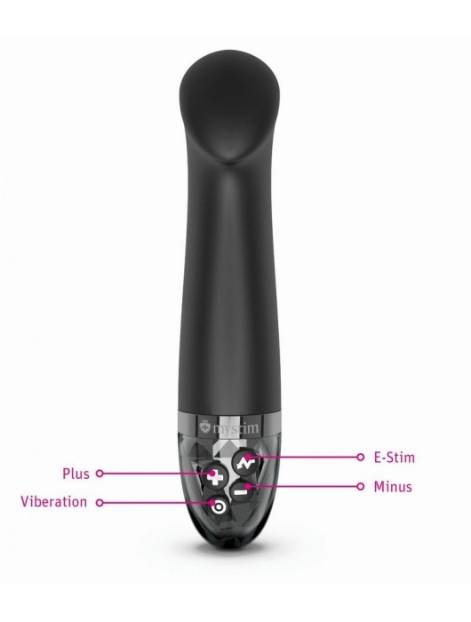 Черный вибратор с функцией электростимуляции Right on Ron - 17 см. - MyStim - купить с доставкой в Туле