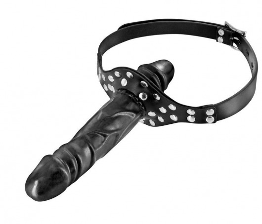 Черный кляп-фаллоимитатор Double Penis Gag - Fetish Tentation - купить с доставкой в Туле
