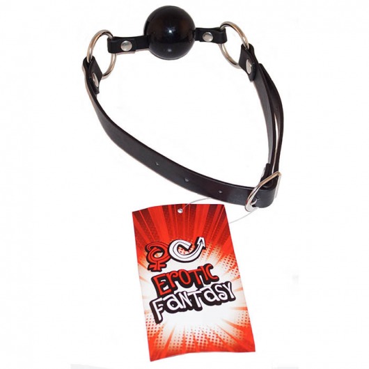 Силиконовый черный кляп-шарик на ремне Black Ballgag - Erotic Fantasy - купить с доставкой в Туле