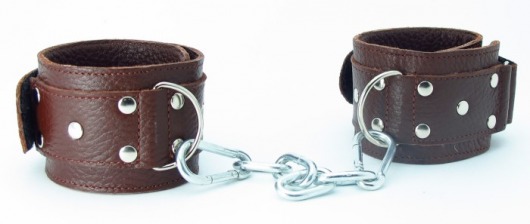 Коричневые кожаные оковы с клепками - БДСМ Арсенал - купить с доставкой в Туле