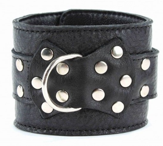 Чёрные наручники  из кожи с пряжкой - БДСМ Арсенал - купить с доставкой в Туле