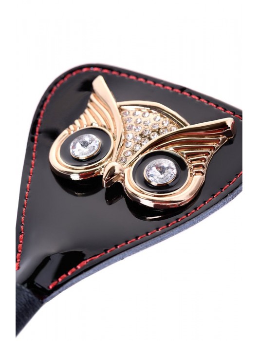 Чёрный стек с совой на кожаном наконечнике - 24 см. - ToyFa - купить с доставкой в Туле