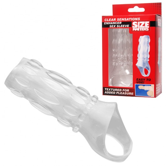 Насадка на пенис с кольцом для мошонки Clear Sensations Enhancer Sex Sleeve - 11,5 см. - XR Brands - в Туле купить с доставкой