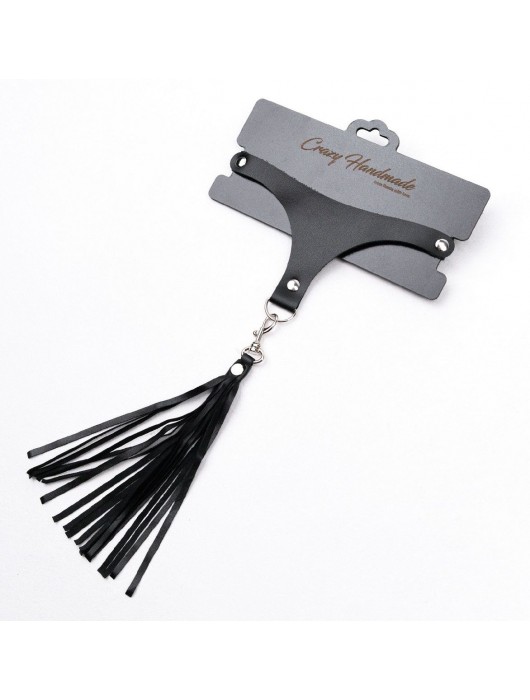 Черный чокер с кисточкой на карабине - Crazy Handmade купить с доставкой