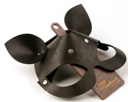 Черная кожаная маска  Кошка  с маленькими ушками - Crazy Handmade - купить с доставкой в Туле