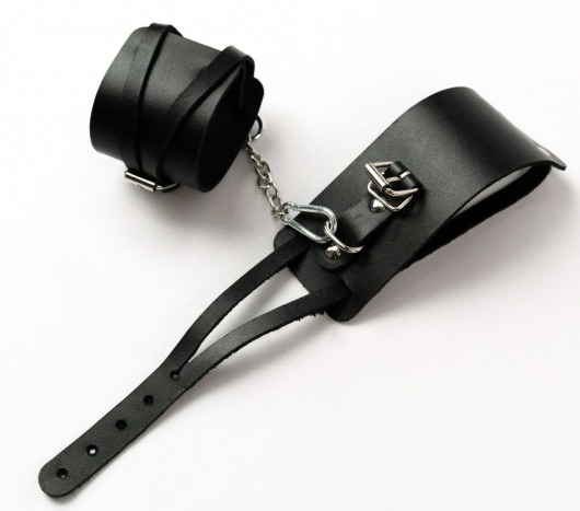 Черные кожаные оковы с креплением в виде веревочек - Crazy Handmade - купить с доставкой в Туле