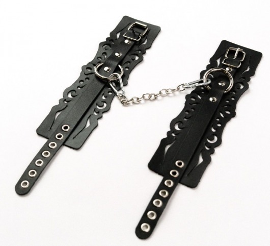 Узорчатые кожаные оковы с регулируемыми ремешками - Crazy Handmade - купить с доставкой в Туле