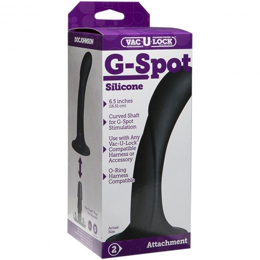 Черная изогнутая насадка Vac-U-Lock G-Spot - 16,5 см. - Doc Johnson - купить с доставкой в Туле