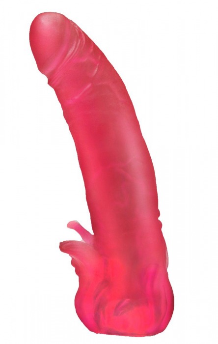 Розовая насадка для страпона с клиторальными лепестками - 18,5 см. - LOVETOY (А-Полимер) - купить с доставкой в Туле