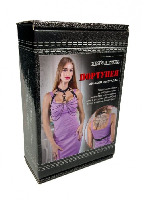 Утончённая портупея с металлическими кольцами и цепочками - БДСМ Арсенал - купить с доставкой в Туле