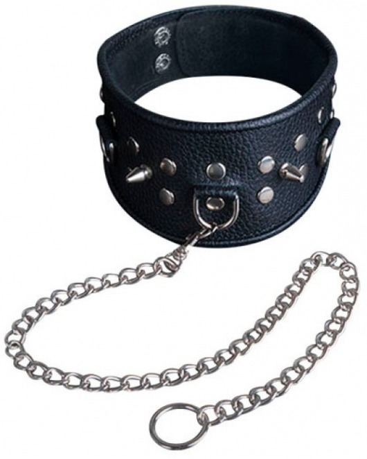 Чёрный ошейник из кожи - Sitabella - купить с доставкой в Туле
