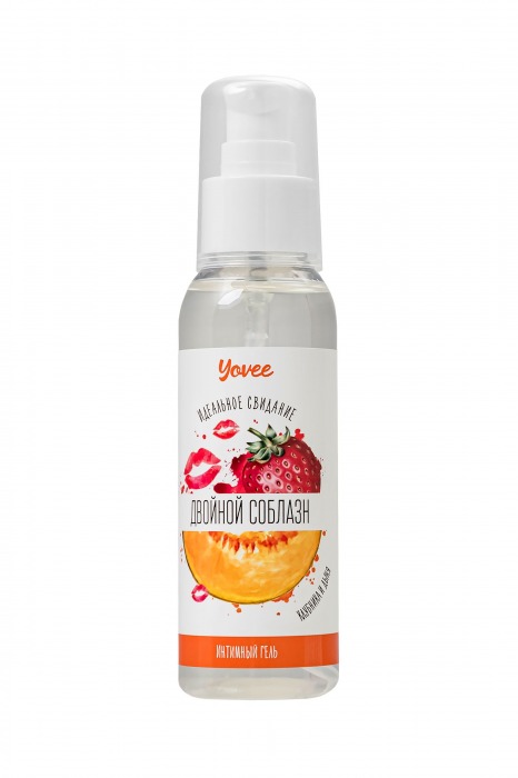 Съедобная гель-смазка Yovee «Двойной соблазн» с Д-пантенолом и вкусом клубники и дыни - 100 мл. - ToyFa - купить с доставкой в Туле