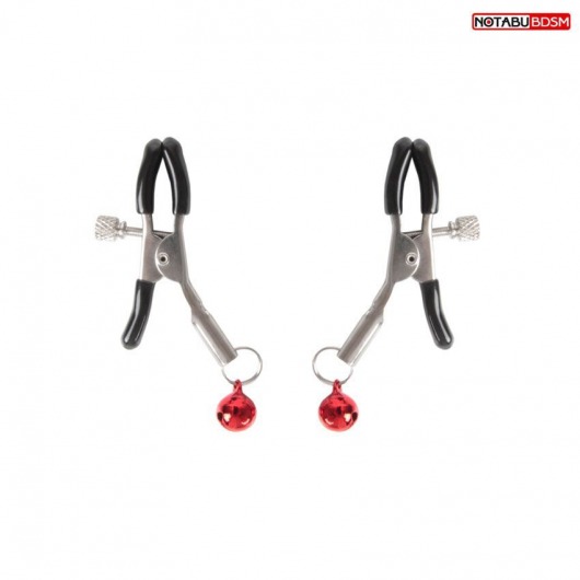 Серебристые зажимы на соски с шариками - Notabu - купить с доставкой в Туле