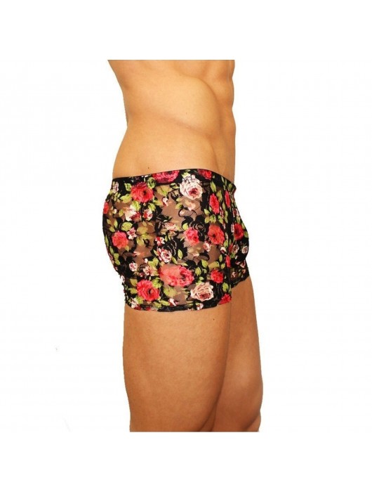 Мужские трусы-боксеры из сетки с яркими розами Rose Boxer - Romeo Rossi купить с доставкой