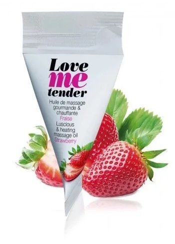 Съедобное согревающее массажное масло Love Me Tender Strawberry с ароматом клубники - 10 мл. - Love to Love - купить с доставкой в Туле