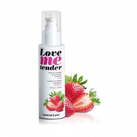 Съедобное согревающее массажное масло Love Me Tender Strawberry с ароматом клубники - 100 мл. - Love to Love - купить с доставкой в Туле