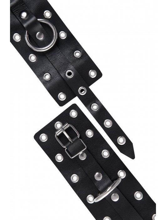 Черные кожаные однослойные наручники с люверсами - Pecado - купить с доставкой в Туле