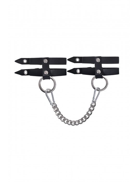 Черные однослойные кожаные оковы из двух ремешков - Pecado - купить с доставкой в Туле