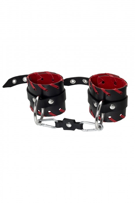 Черно-красные наручники из натуральной кожи - Pecado - купить с доставкой в Туле