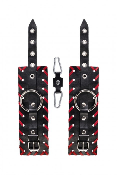 Черно-красные наручники из натуральной кожи - Pecado - купить с доставкой в Туле