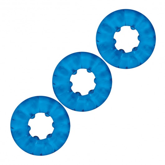 Комплект из трех голубых эрекционных колец 3-Pack Ribbed Rider Cock Ring Set - BlueLine - в Туле купить с доставкой