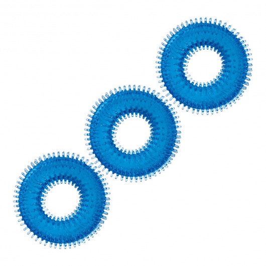 Комплект из трех голубых колец для эрекции 3-Pack Ultra-Stim Stretch Cock Rings - BlueLine - в Туле купить с доставкой