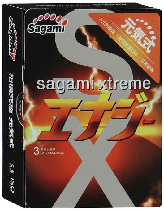 Презервативы Sagami Xtreme ENERGY с ароматом энергетика - 3 шт. - Sagami - купить с доставкой в Туле