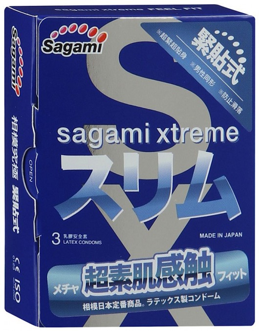 Розовые презервативы Sagami Xtreme FEEL FIT 3D - 3 шт. - Sagami - купить с доставкой в Туле