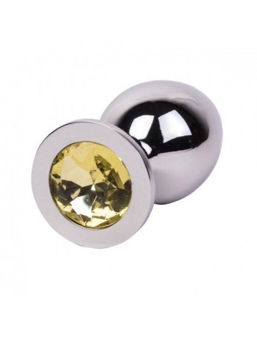 Большой стальной плаг с желтым кристаллом Sweet Lemon - 9,5 см. - Erotic Fantasy - купить с доставкой в Туле
