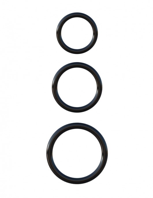 Набор из трех черных эрекционных колец Silicone 3-Ring Stamina Set - Pipedream - в Туле купить с доставкой