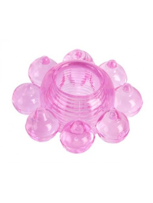 Розовое гелевое эрекционное кольцо-цветок - Toyfa Basic - в Туле купить с доставкой