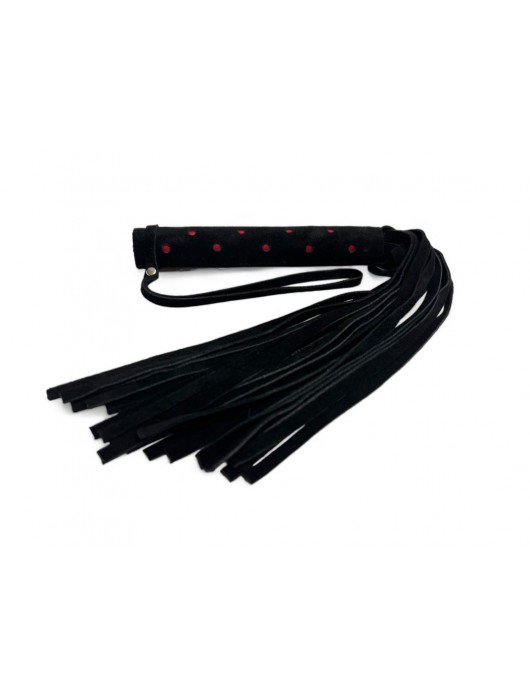 Черная замшевая плеть с красными точками на рукояти Red dot Princess - 43 см. - БДСМ Арсенал - купить с доставкой в Туле