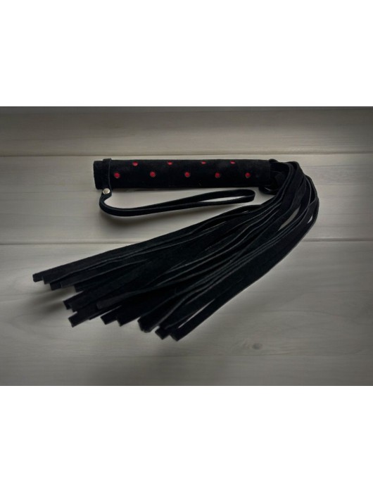 Черная замшевая плеть с красными точками на рукояти Red dot Princess - 43 см. - БДСМ Арсенал - купить с доставкой в Туле