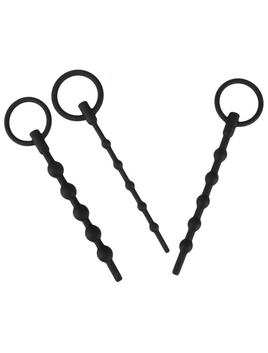 Набор из 3 черных силиконовых уретральных стимуляторов Training Set - Orion - купить с доставкой в Туле