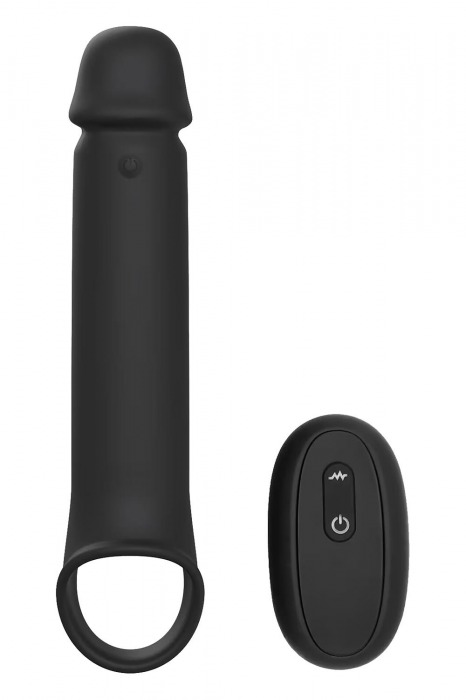 Черная насадка-удлинитель с вибрацией Vibrating Extender With Remote - Dream Toys - в Туле купить с доставкой