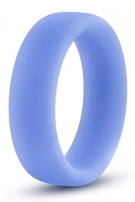 Голубое люминесцентное кольцо Silicone Glo Cock Ring - Blush Novelties - в Туле купить с доставкой
