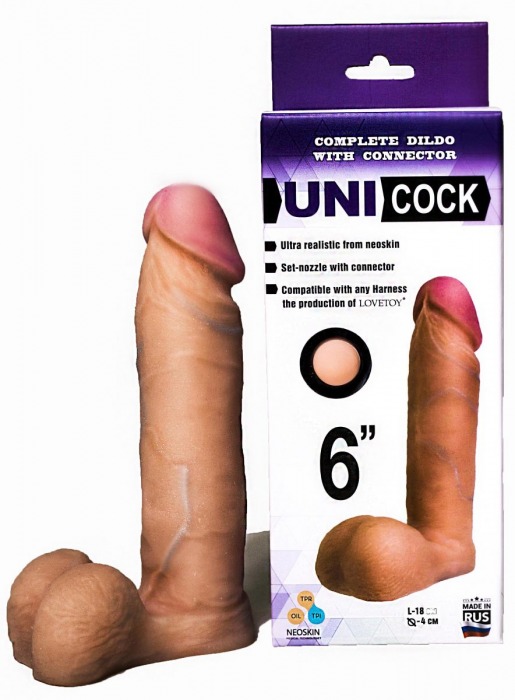 Насадка для страпона фаллической формы UNICOCK 6  - 18 см. - LOVETOY (А-Полимер) - купить с доставкой в Туле