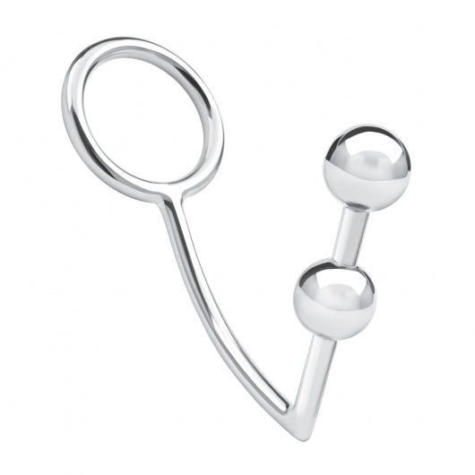 Кольцо на пенис с анальным стимулятором Two Bead Stainless Steel Anal Hook   Cock Ring - BlueLine - в Туле купить с доставкой