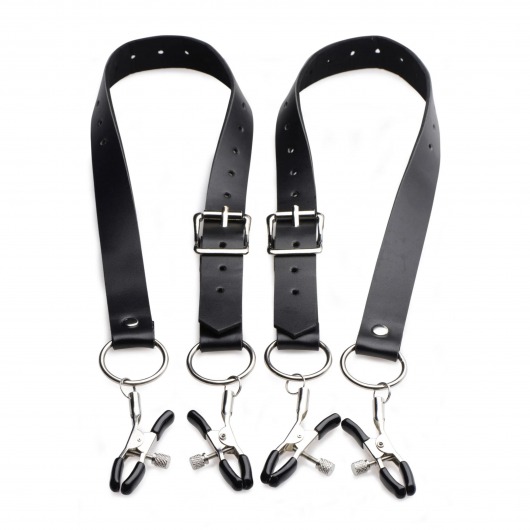 Ремни с зажимами для половых губ Spread Labia Spreader Straps with Clamps - XR Brands - купить с доставкой в Туле