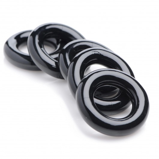 Комплект из 5 черных эрекционных колец для мошонки Ring Master Custom Ball Stretcher Kit - XR Brands - в Туле купить с доставкой