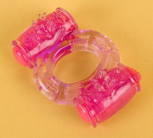 Фиолетовое виброкольцо с двумя вибропульками - Toyfa Basic - в Туле купить с доставкой