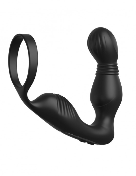 Черный вибростимулятор простаты с эрекционным кольцом Ass-Gasm Pro P-Spot Milker - Pipedream - в Туле купить с доставкой