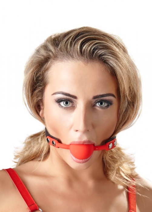 Силиконовый кляп-шар на чёрных ремешках Red Gag silicone - Orion - купить с доставкой в Туле