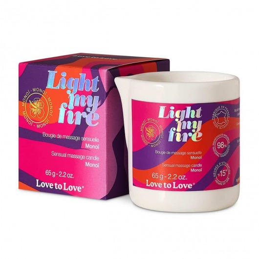 Массажная свеча Light My Fire с ароматом моной - 80 мл. - Love to Love - купить с доставкой в Туле