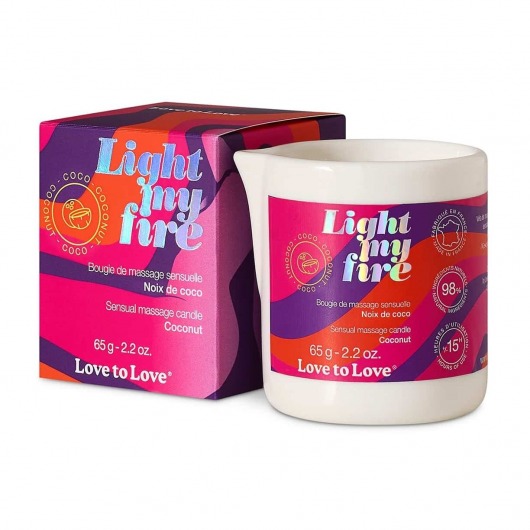 Массажная свеча Light My Fire Coconut с ароматом кокоса - 65 гр. - Love to Love - купить с доставкой в Туле