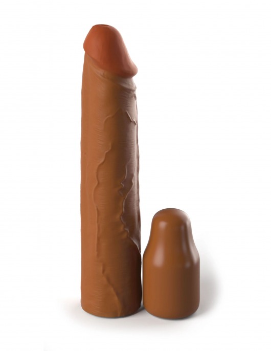 Коричневая насадка на член 2  Silicone X-tension - 20,3 см. - Pipedream - в Туле купить с доставкой