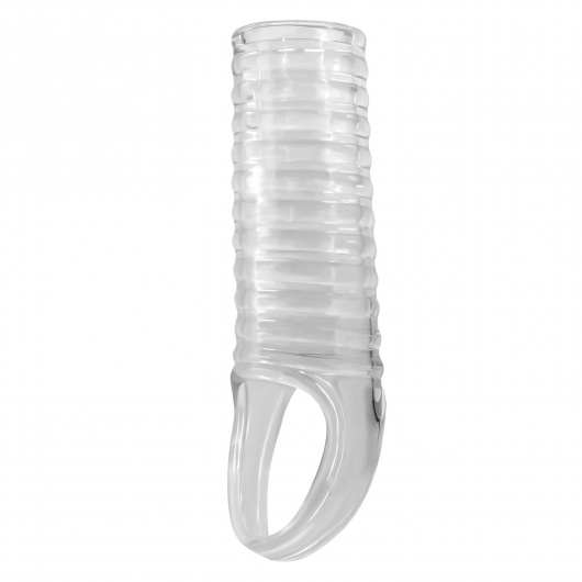 Прозрачная насадка на пенис с ребрышками и подхватом мошонки - Baile - в Туле купить с доставкой