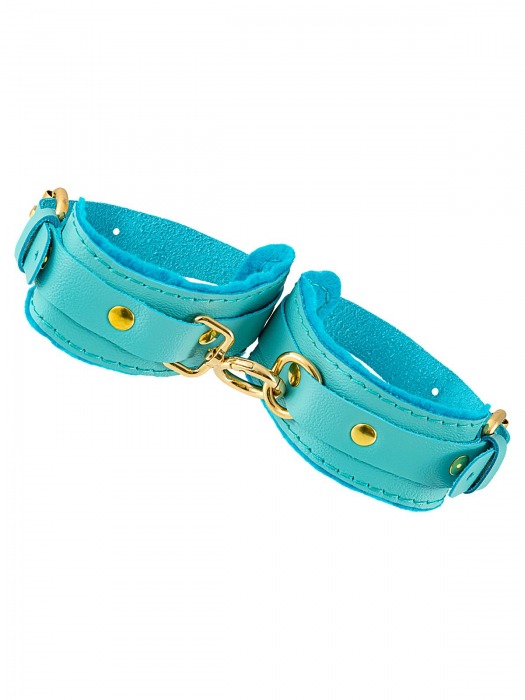 Голубые двуслойные кожаные оковы - Pecado - купить с доставкой в Туле